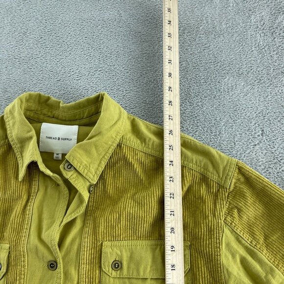 Thread & Supply Gold Corduroy Button-Up Shirt W/ Frayed Hem Medium 2034 - Picture 7 of 9